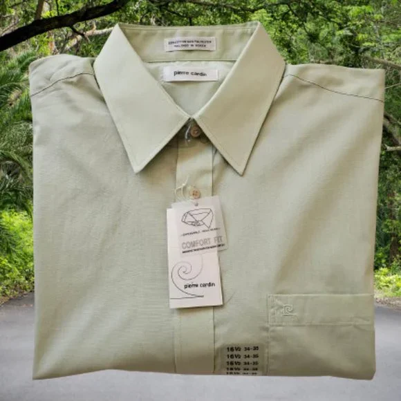 PIERRE CARDIN COMFORT FIT EXPANDABLE NECK BAND MEN DRESS SHIRT - 16.5 (34/35) - Picture 1 of 7